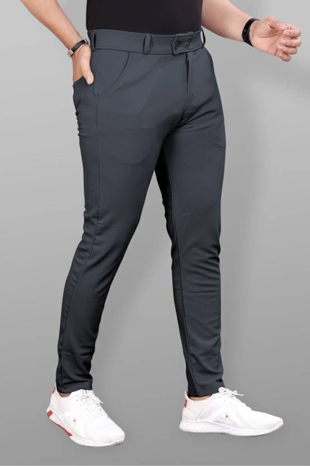 Image of METRONAUT Regular Fit Men Grey Trousers