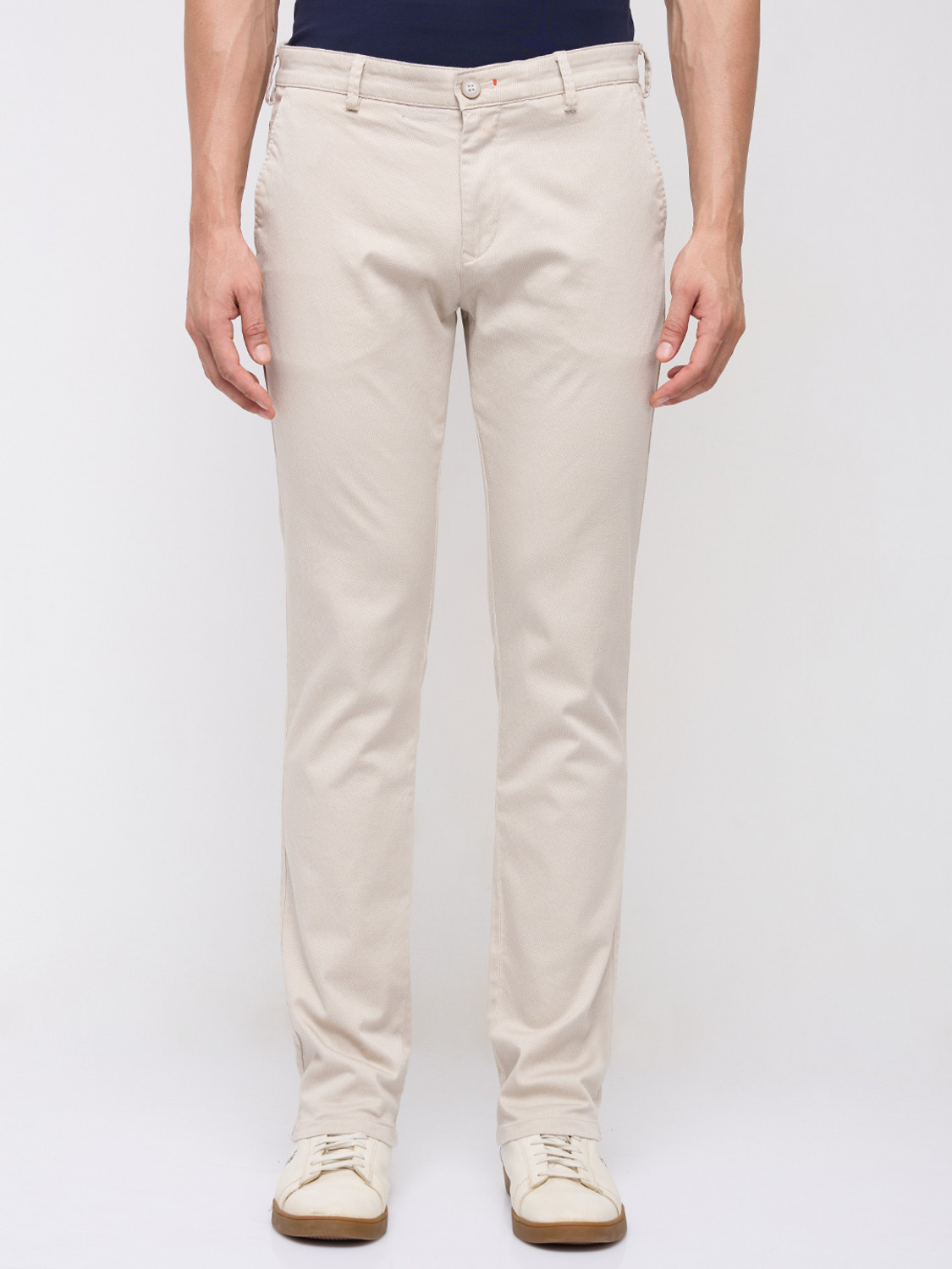 Image of KILLER Slim Fit Men Cream Trousers
