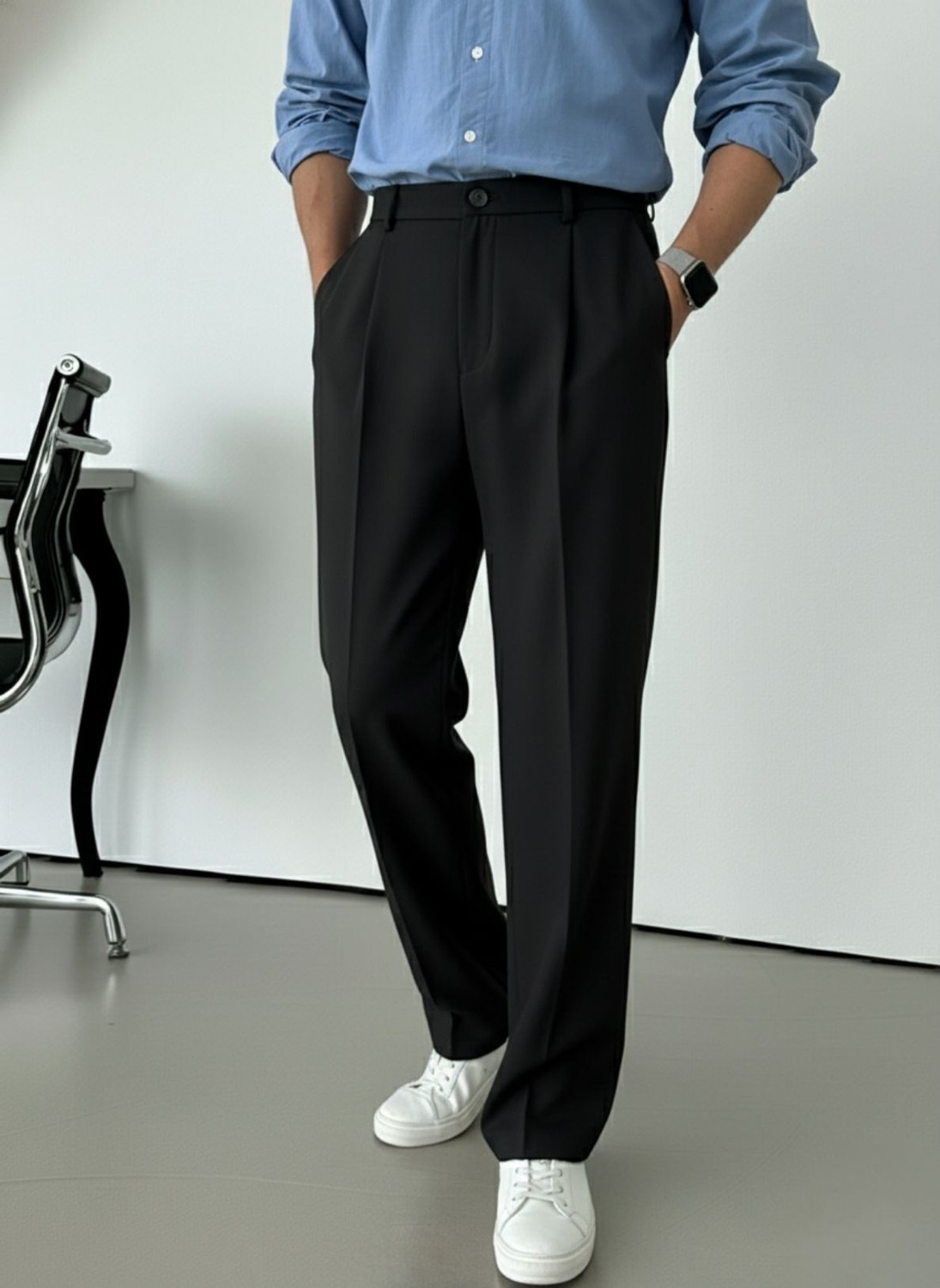 Image of INDICLUB Relaxed Men Black Trousers