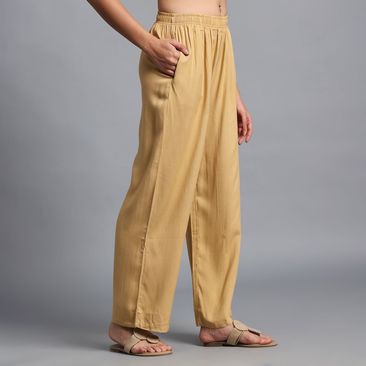Image of Vivika Straight Fit Women Beige Trousers