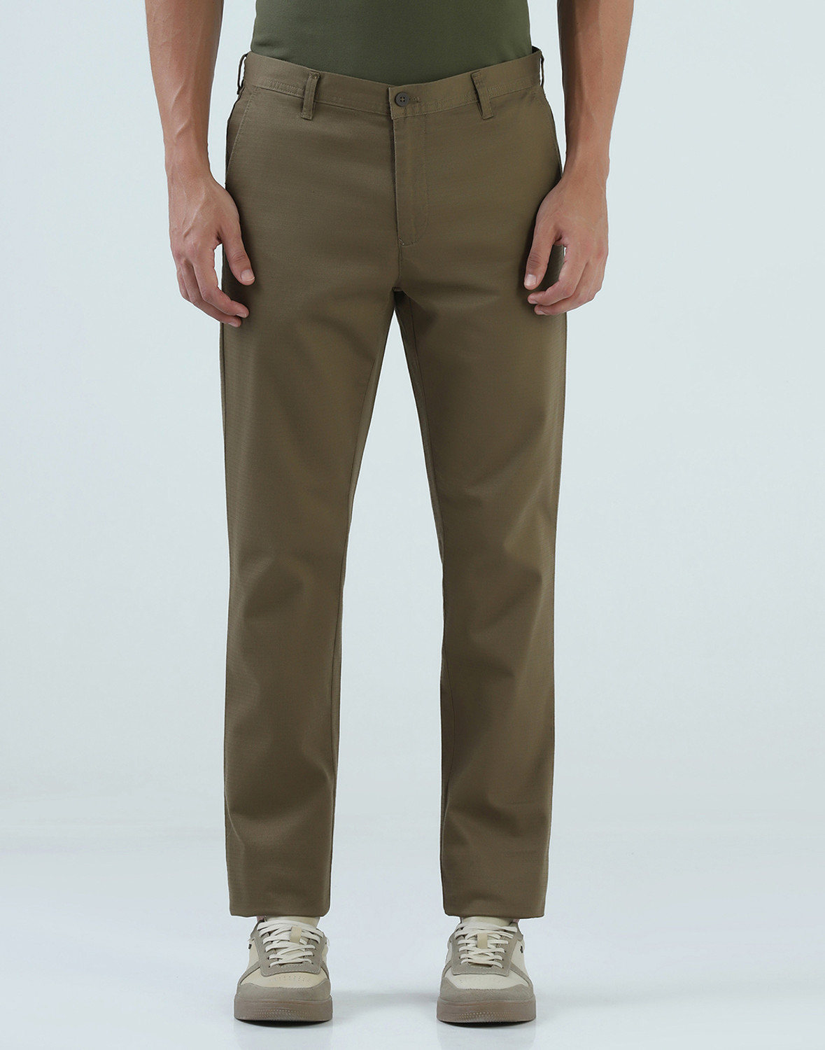Image of Blackberrys Slim Fit Men Khaki Trousers