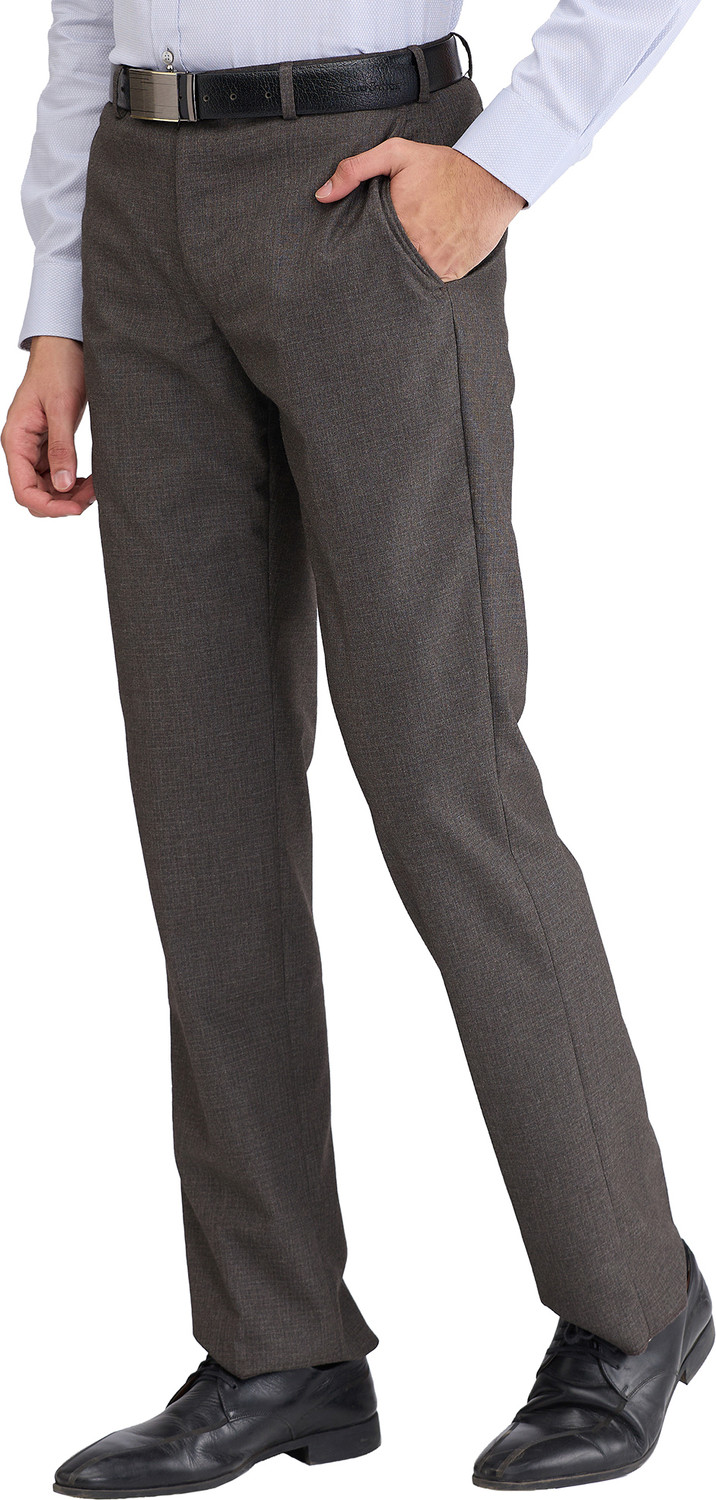 Image of PARK AVENUE Regular Fit Men Brown Trousers