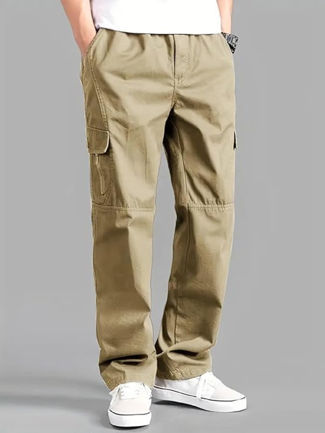 Image of DWIDEN Loose Fit Men Khaki Trousers