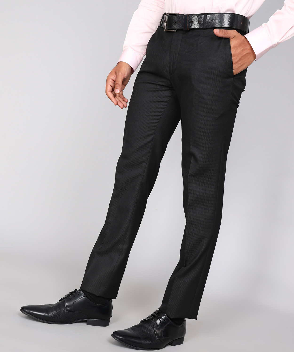 Image of Raymond Slim Fit Men Black Trousers