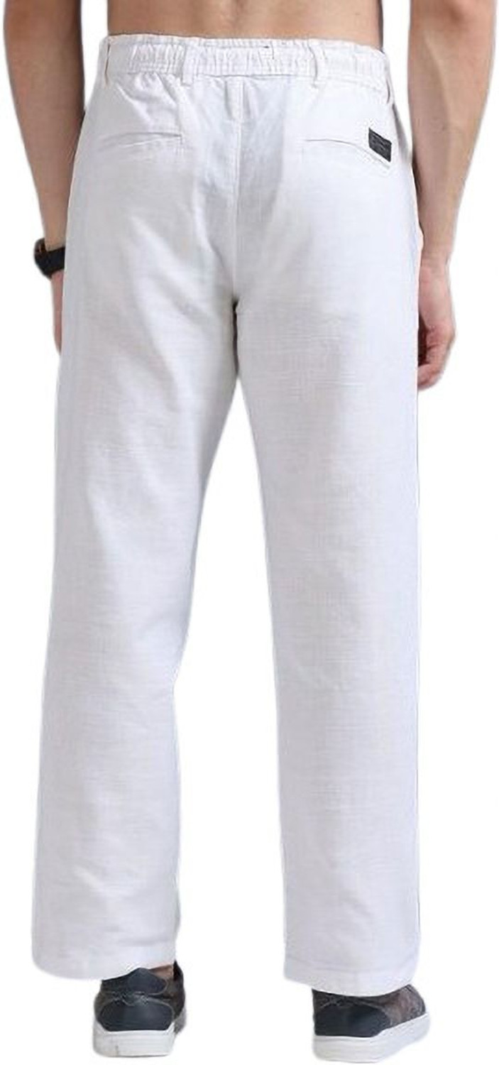 Image of M Q Denim Straight Fit Men White Trousers