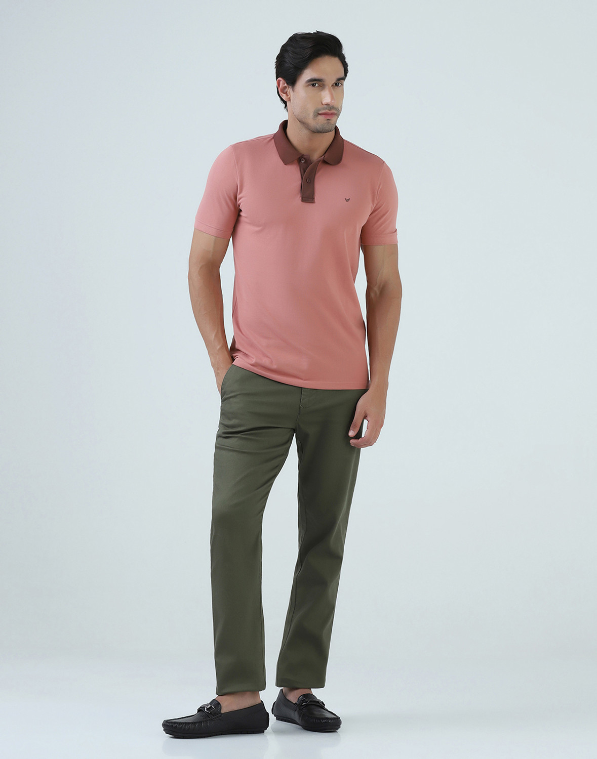 Image of Blackberrys Slim Fit Men Green Trousers