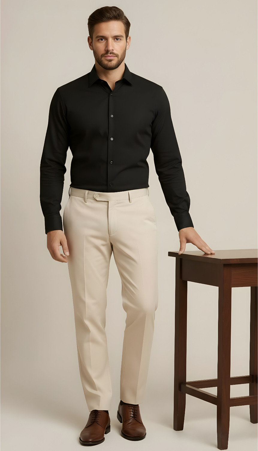 Image of METRONAUT Regular Fit Men Cream Trousers