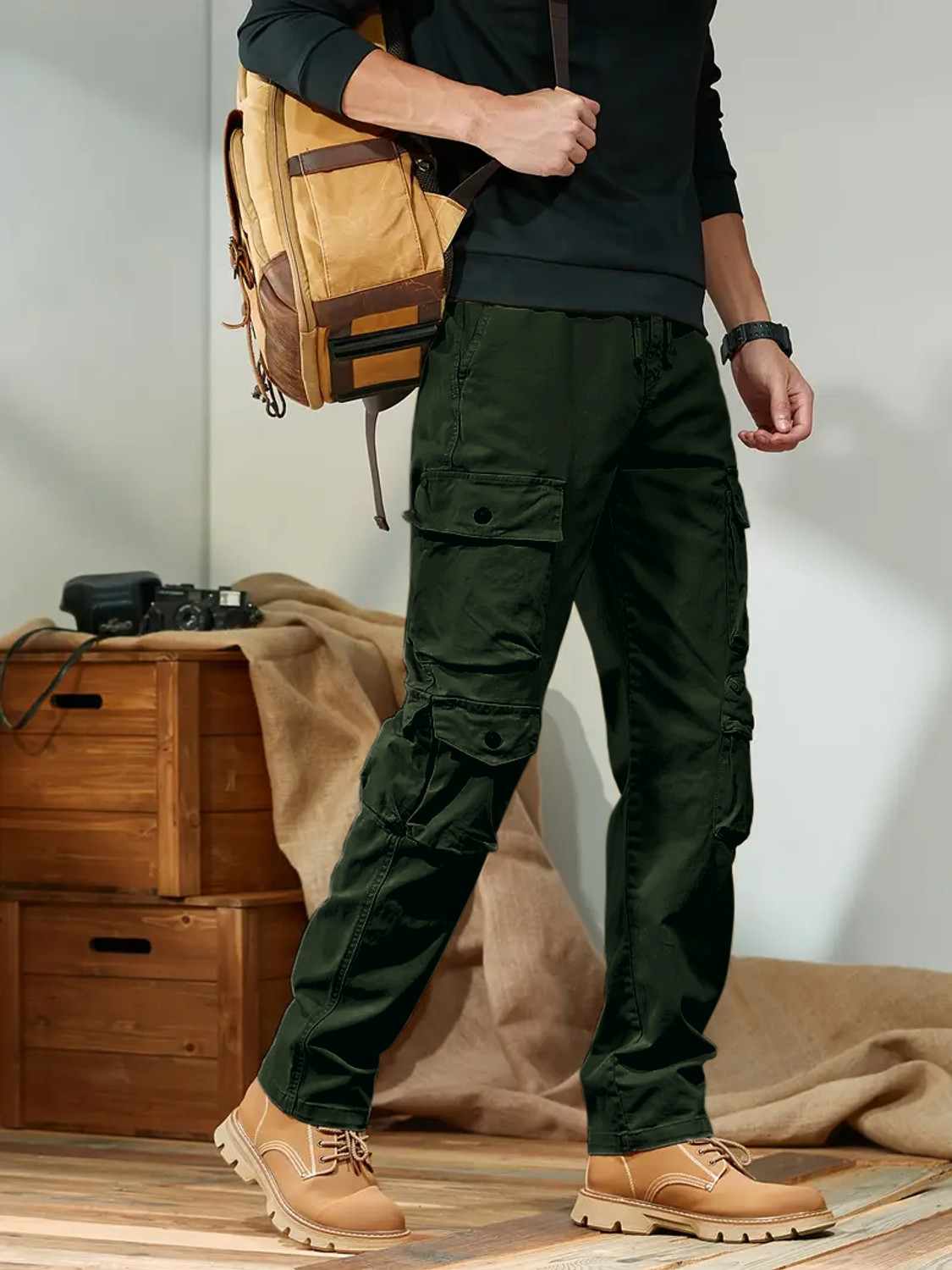 Image of Leriya Fashion Regular Fit Men Black Trousers