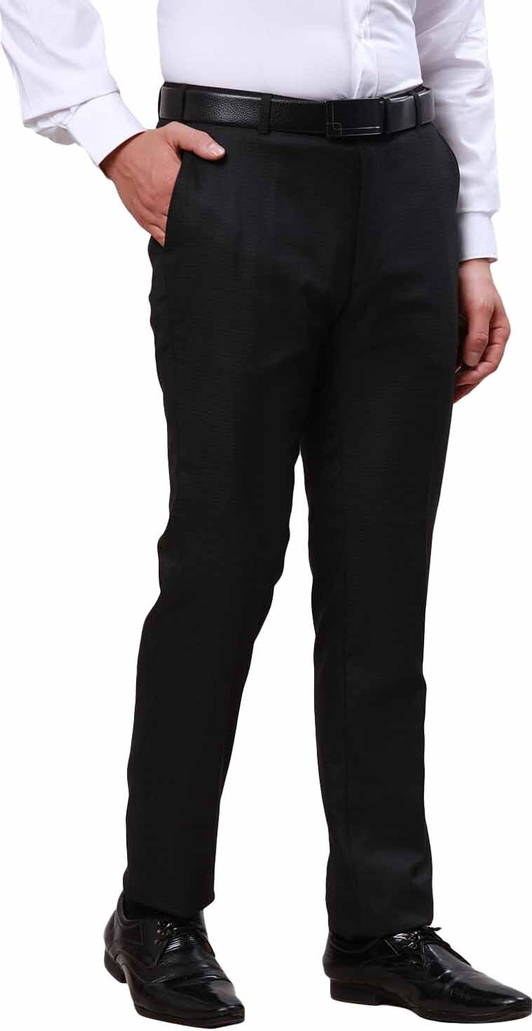 Image of Raymond Slim Fit Men Black Trousers