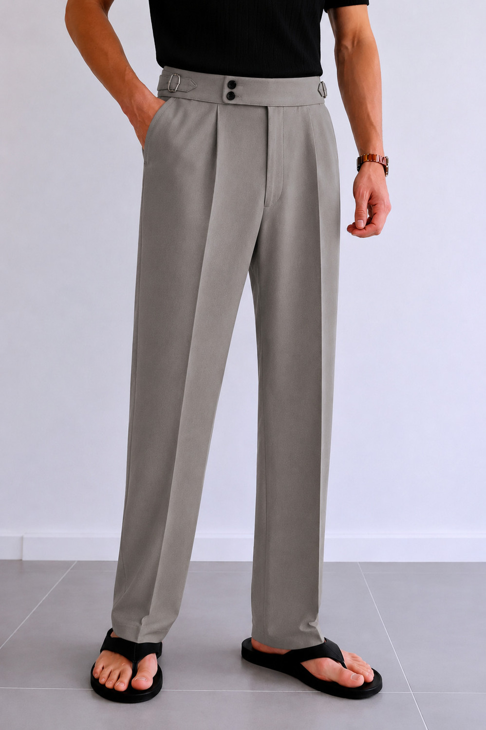 Image of mtwn Regular Fit Men Grey Trousers