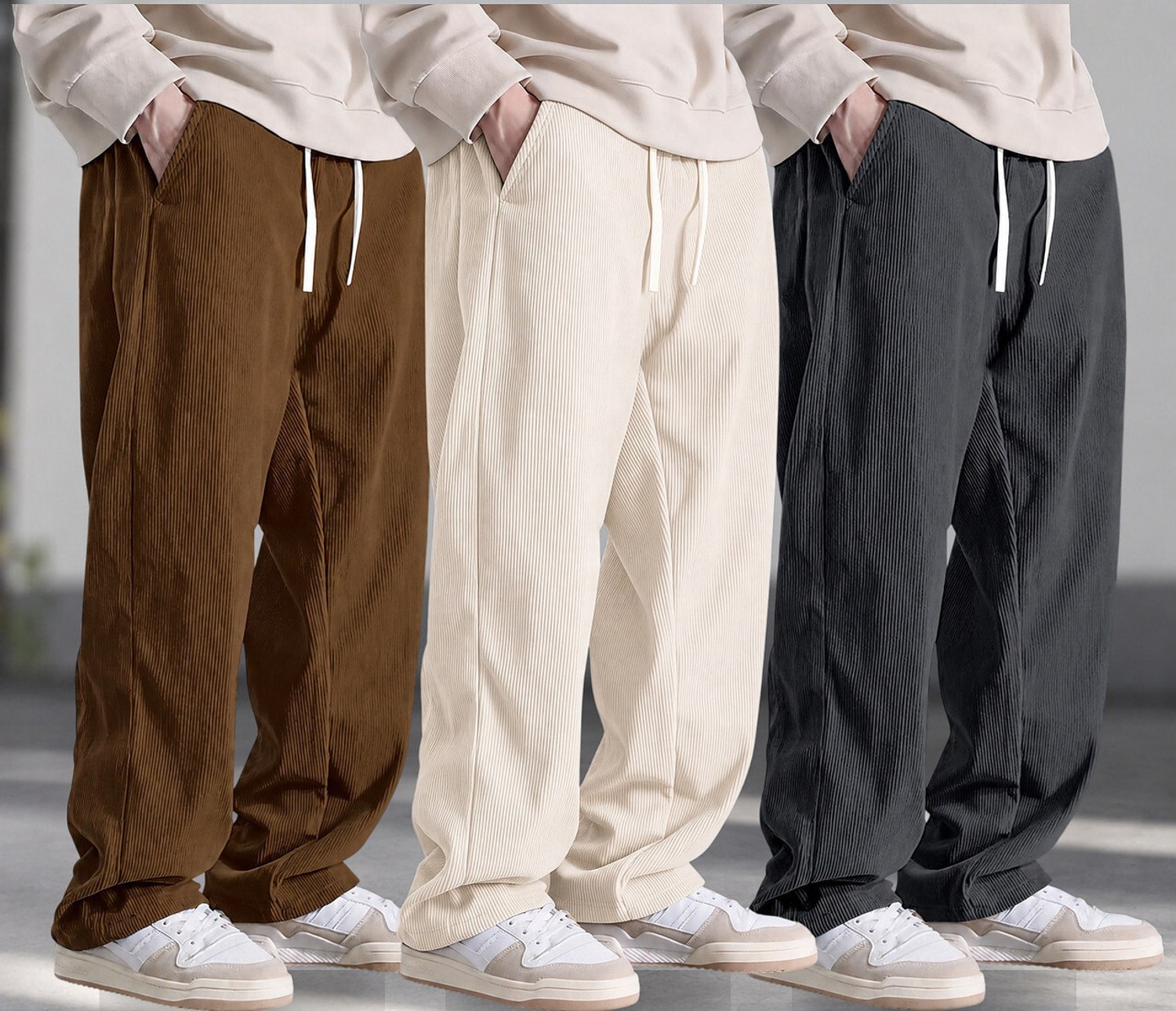 Image of METRONAUT Relaxed Men Multicolor Cotton Blend Trousers