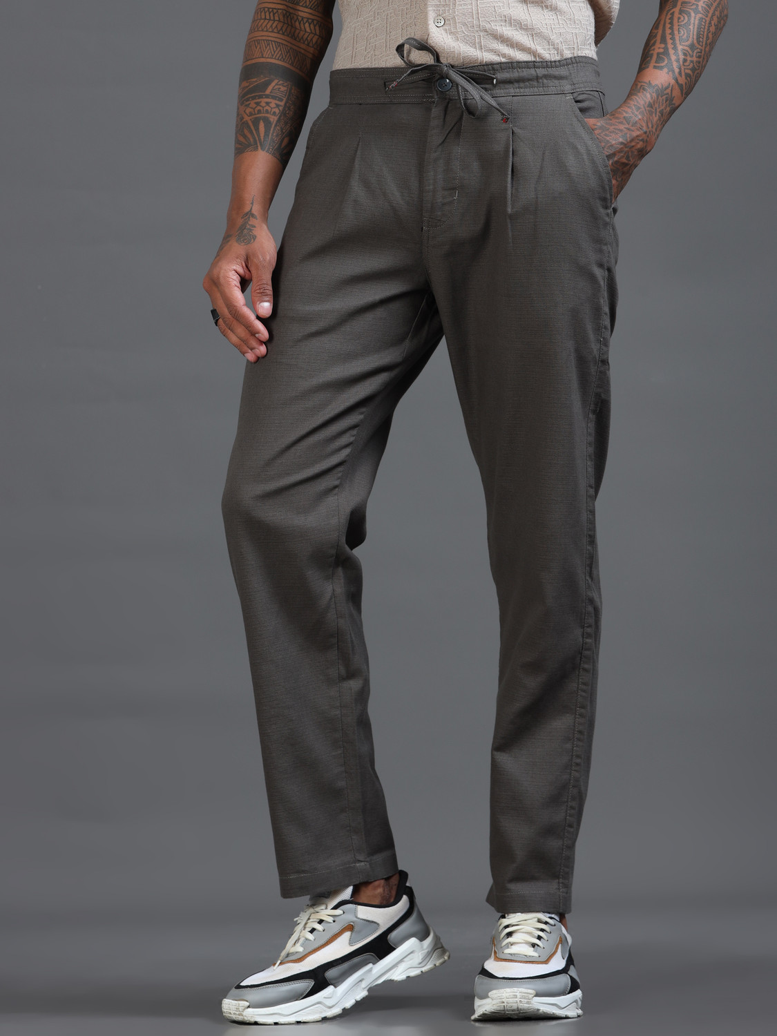 Image of Roadster Relaxed Men Grey Trousers