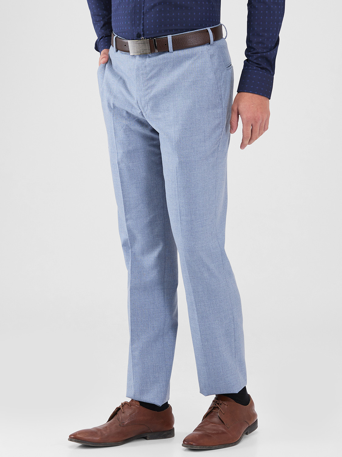 Image of PARK AVENUE Regular Fit Men Light Blue Trousers