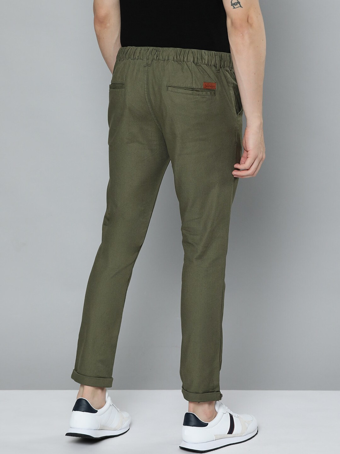 Image of Mast & Harbour Regular Fit Men Dark Green Trousers