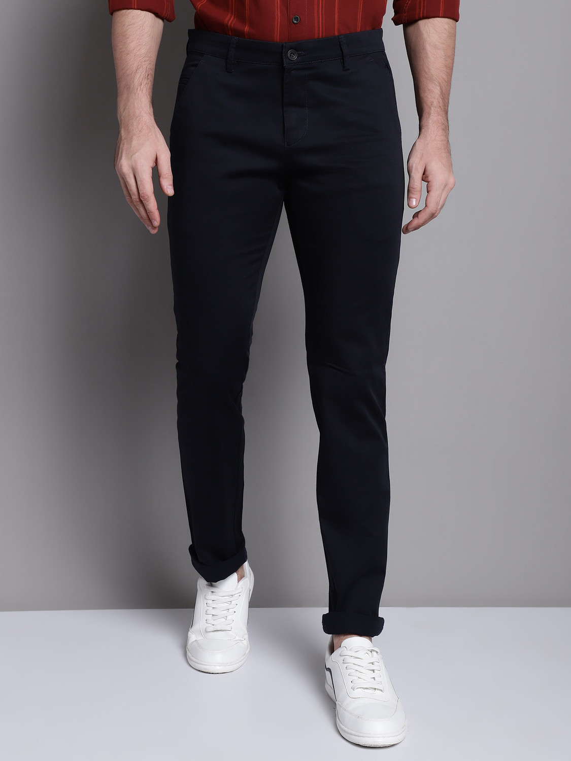 Image of CANTABIL Regular Fit Men Dark Blue Trousers