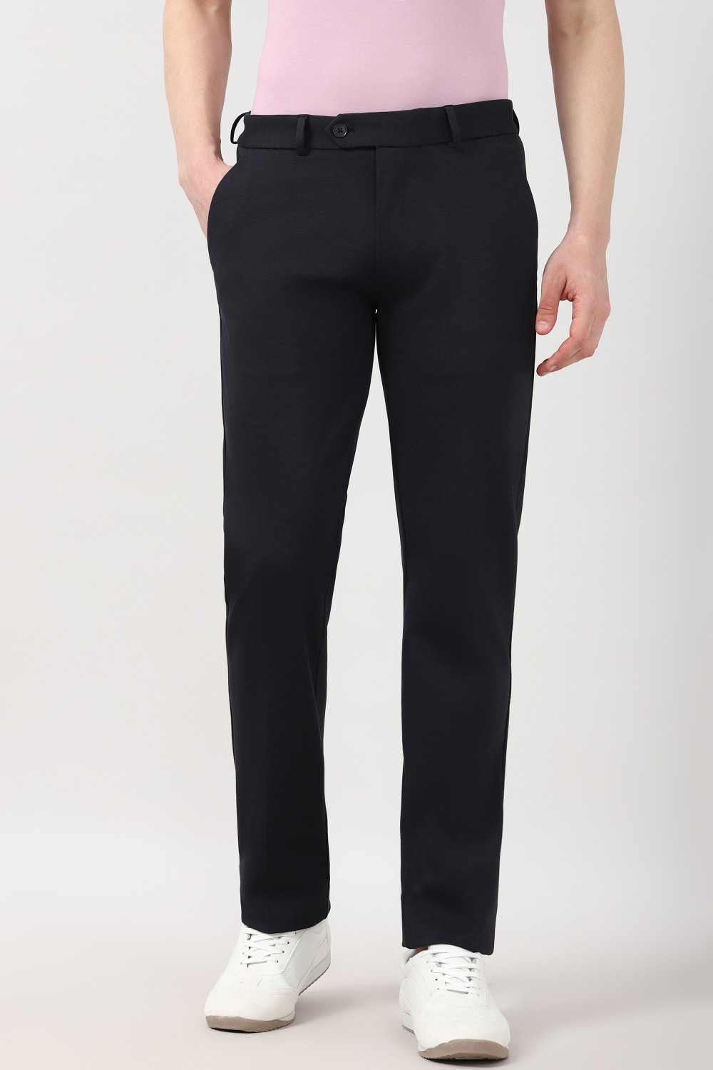 Image of PETER ENGLAND Slim Fit Men Black Trousers