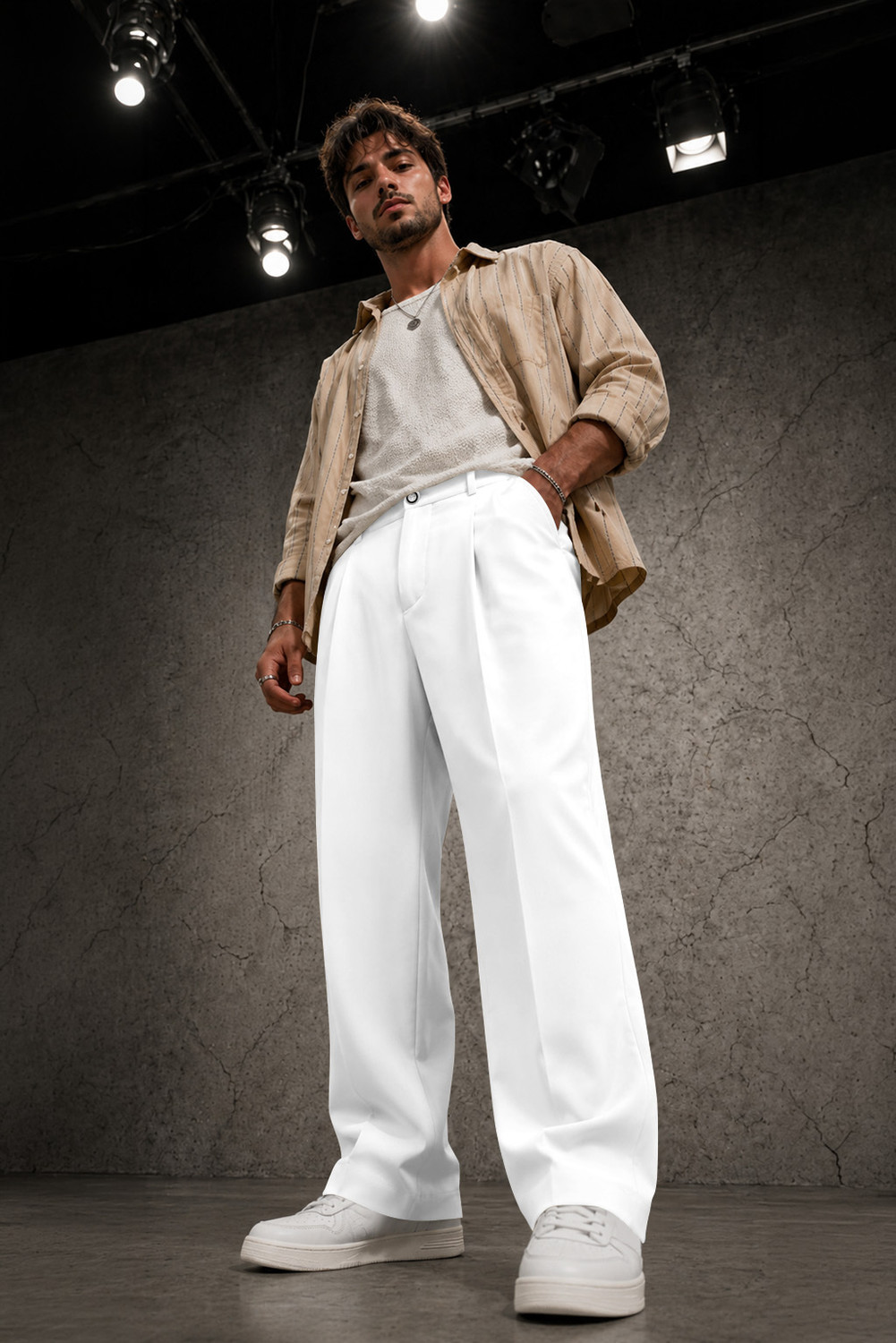 Image of FTX Loose Fit Men White Trousers