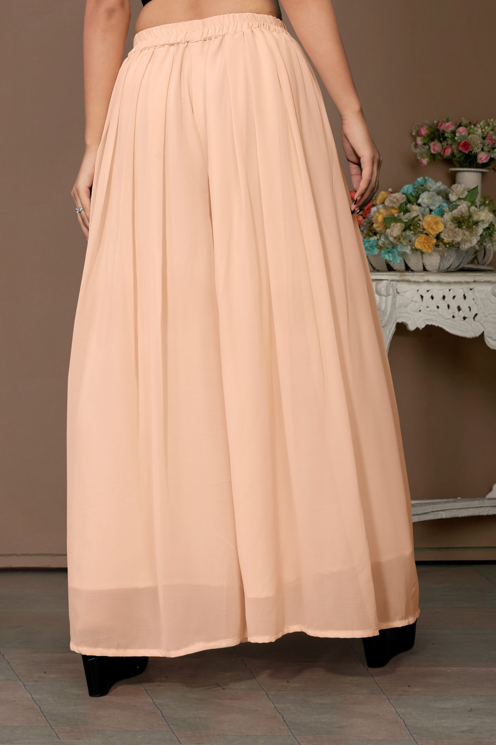 Image of Anti Wrinkle Designer Flared Women Pink Trousers