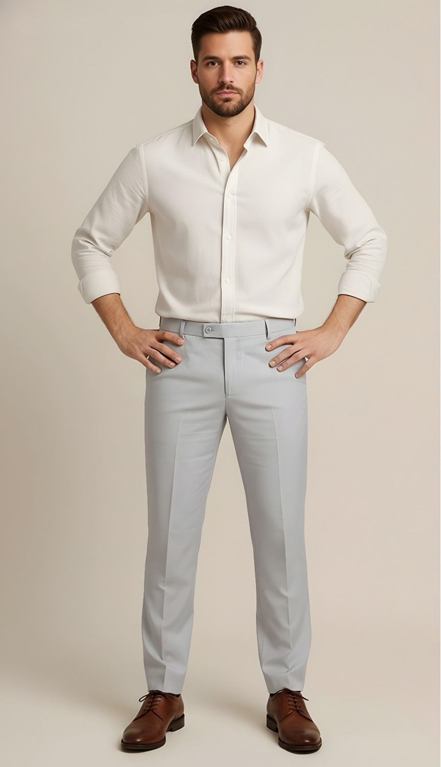 Image of METRONAUT Regular Fit Men Grey Trousers