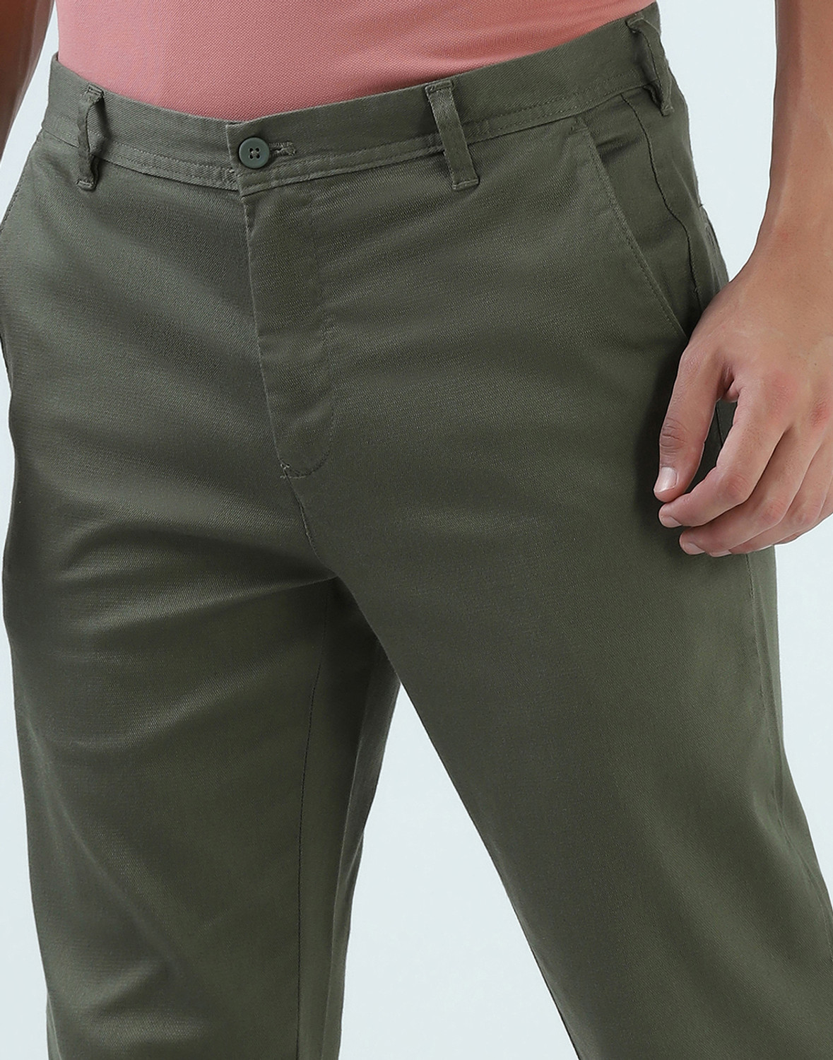 Image of Blackberrys Slim Fit Men Green Trousers