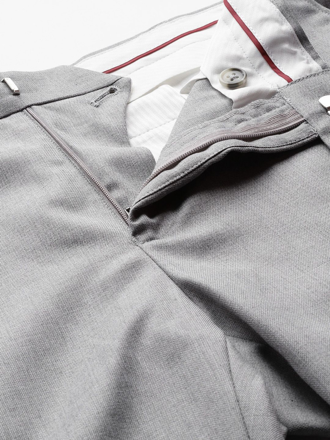 Image of Raymond Slim Fit Men Grey Trousers