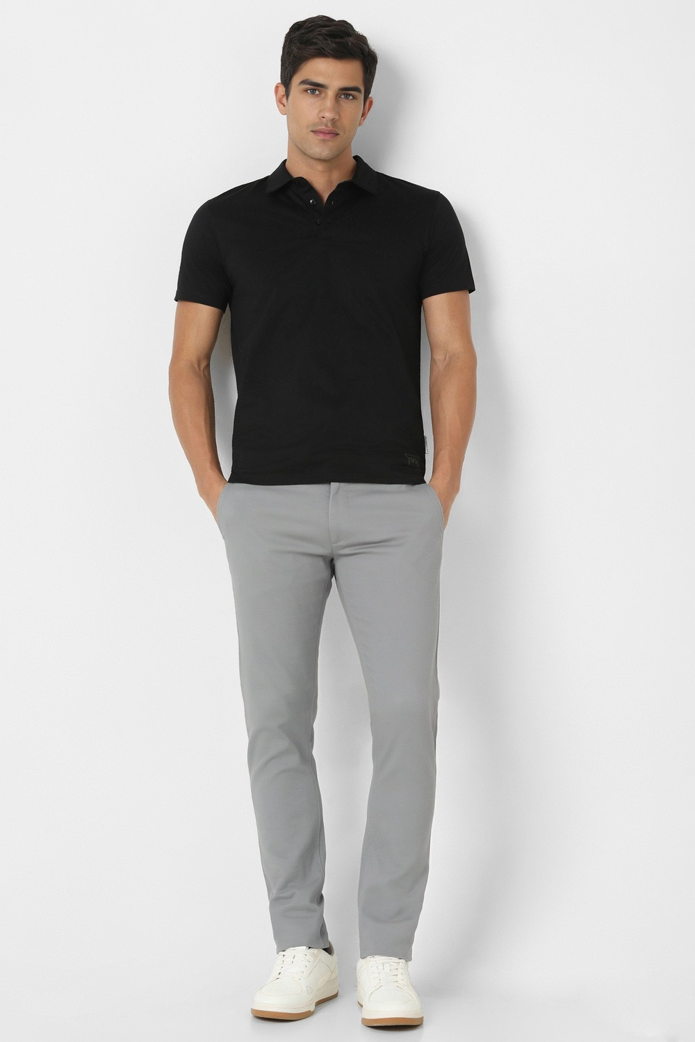 Image of PETER ENGLAND Skinny Fit Men Grey Trousers