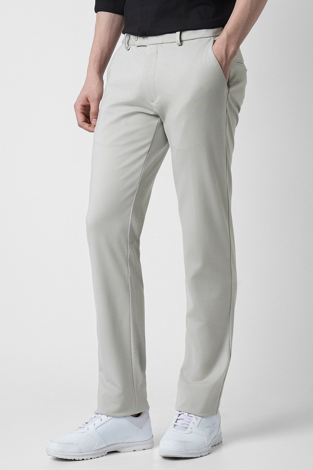 Image of PETER ENGLAND Slim Fit Men Grey Trousers