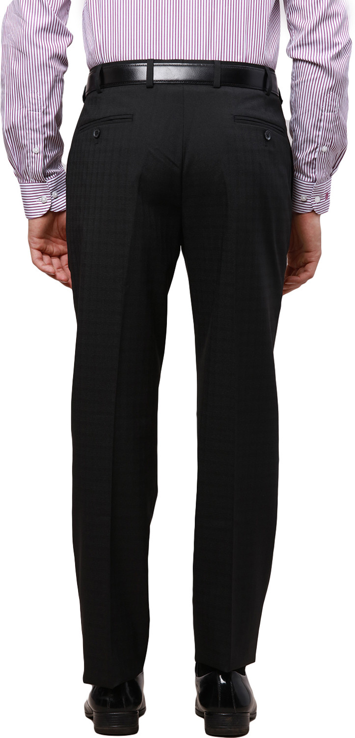 Image of PARK AVENUE Regular Fit Men Black Trousers