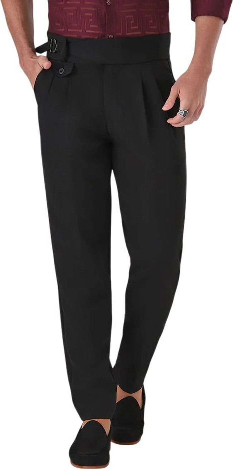 Image of SKENJEL Regular Fit Men Black Trousers