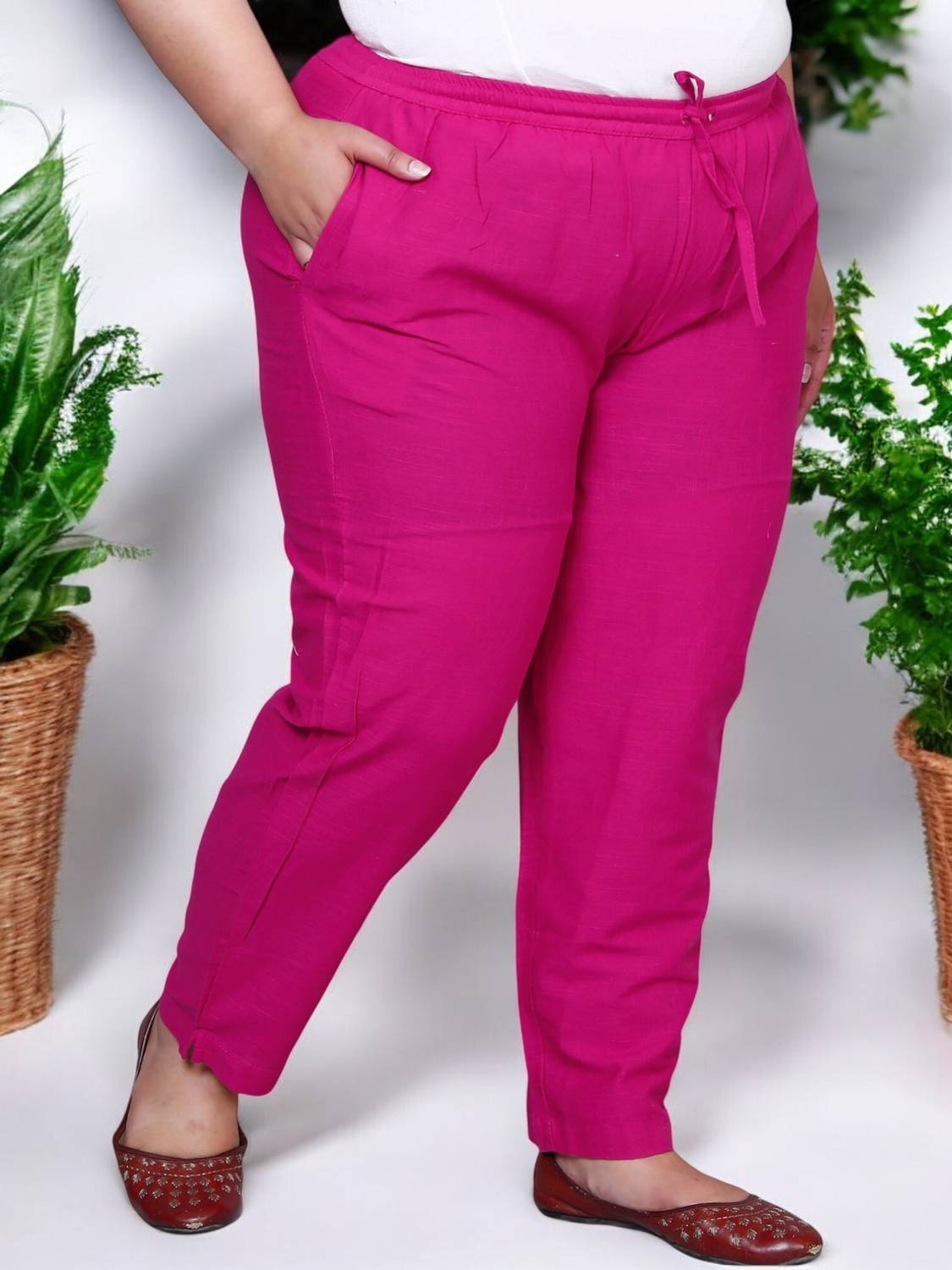 AAVONI Regular Fit Women Pink Trousers