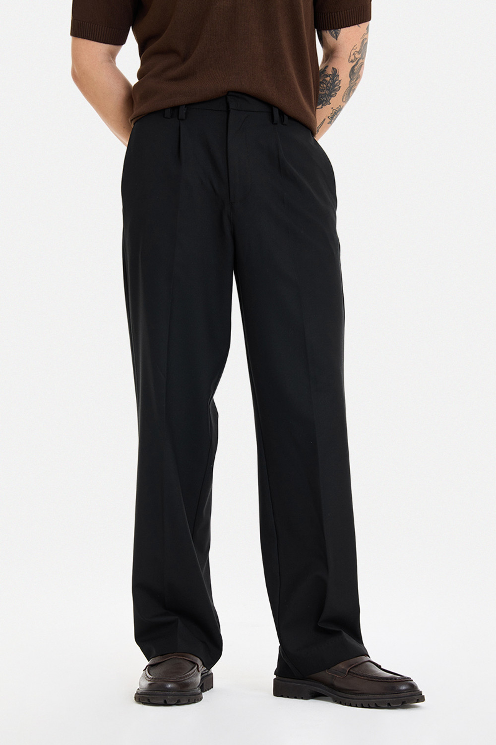 Image of Snitch Men Relaxed Black Polyester Trousers