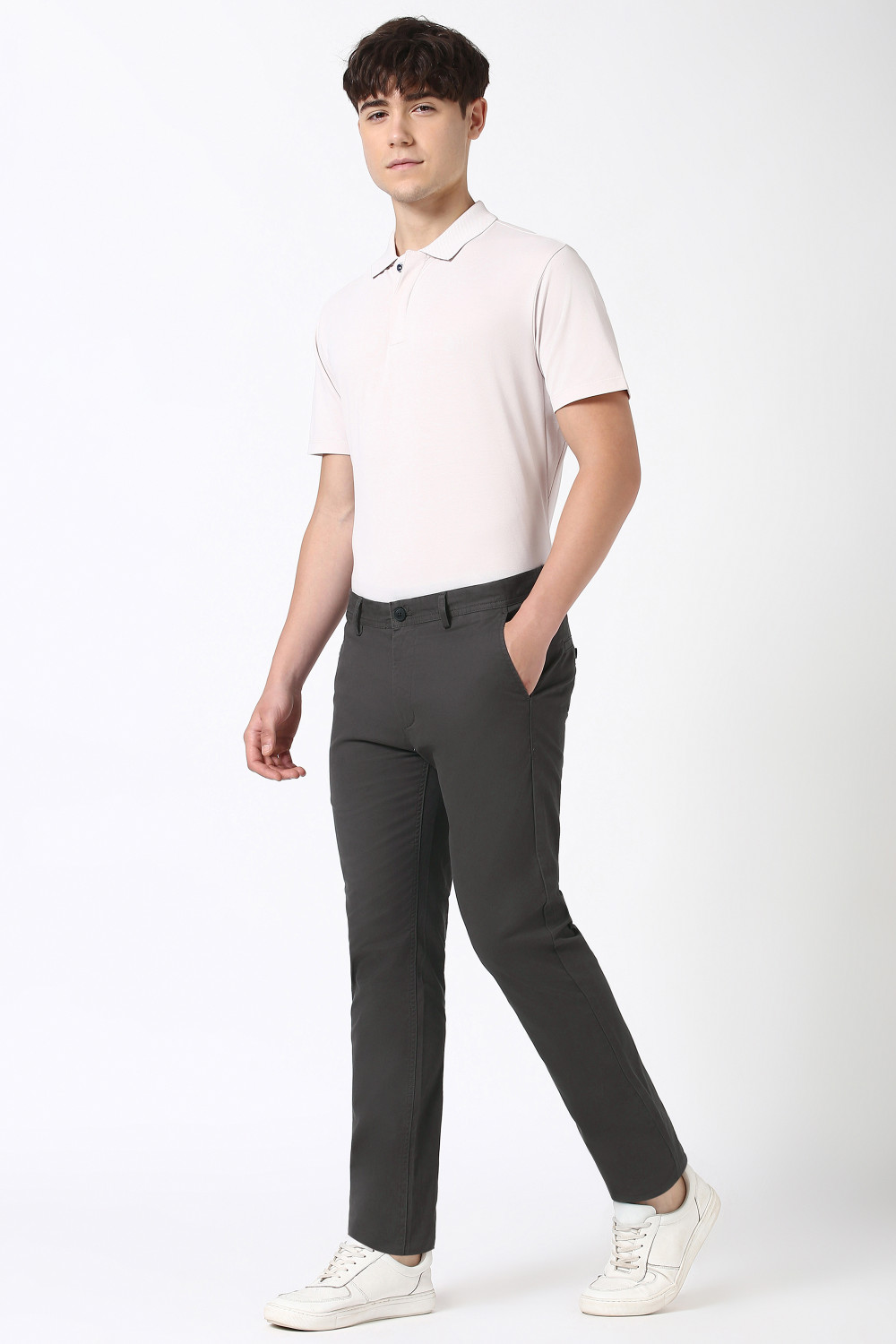 Image of PETER ENGLAND Regular Fit Men Green Trousers