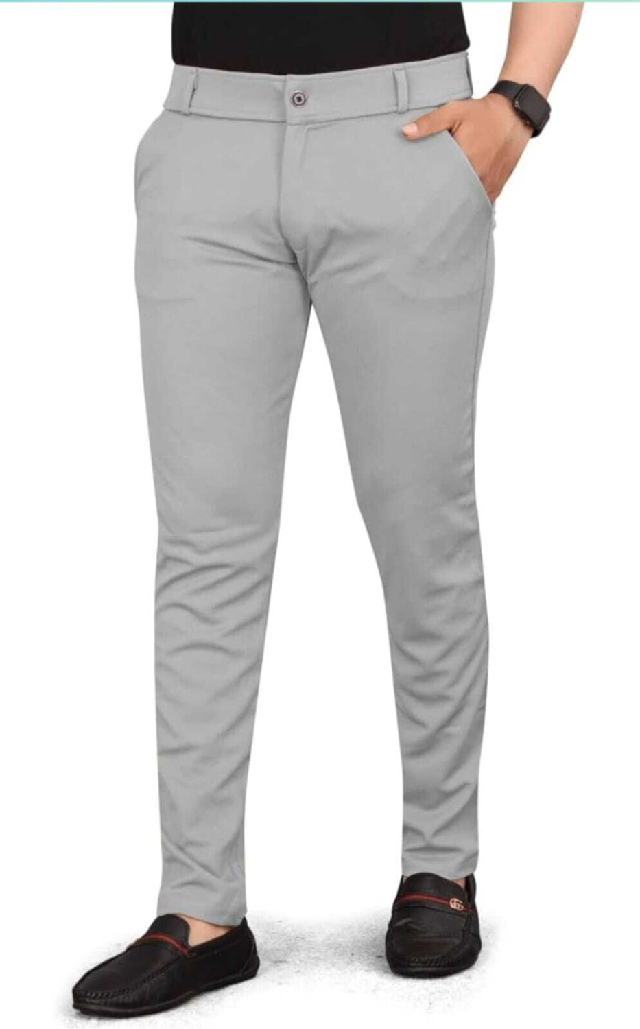 Image of VIJETAGARMENTS Comfort Fit Men Grey Trousers