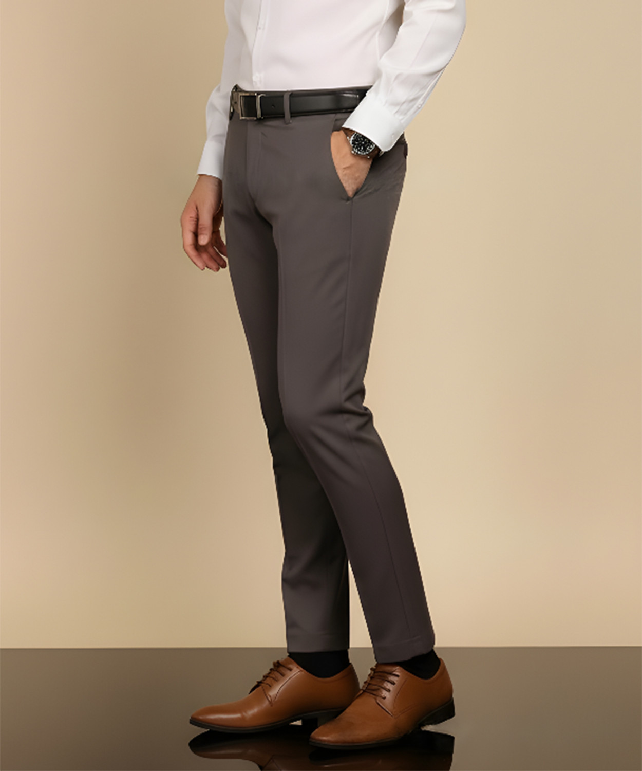 Image of METRONAUT Regular Fit Men Brown Trousers
