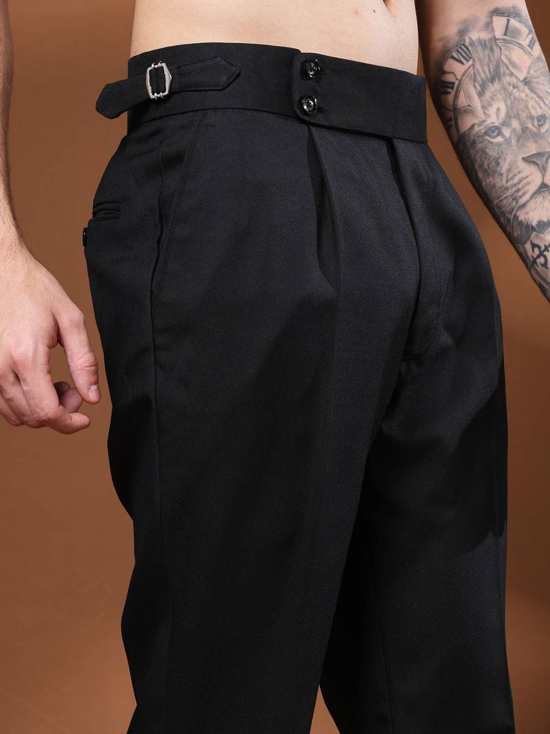 VASTRANU Flared Men Black Trousers