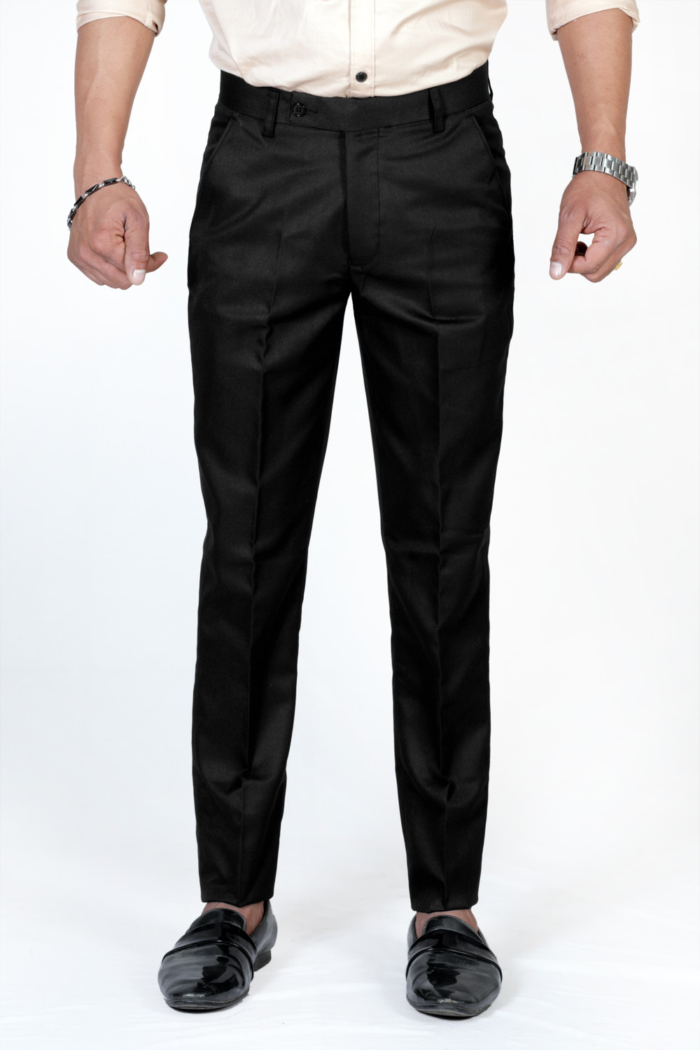 Image of The DS Regular Fit Men Black Trousers