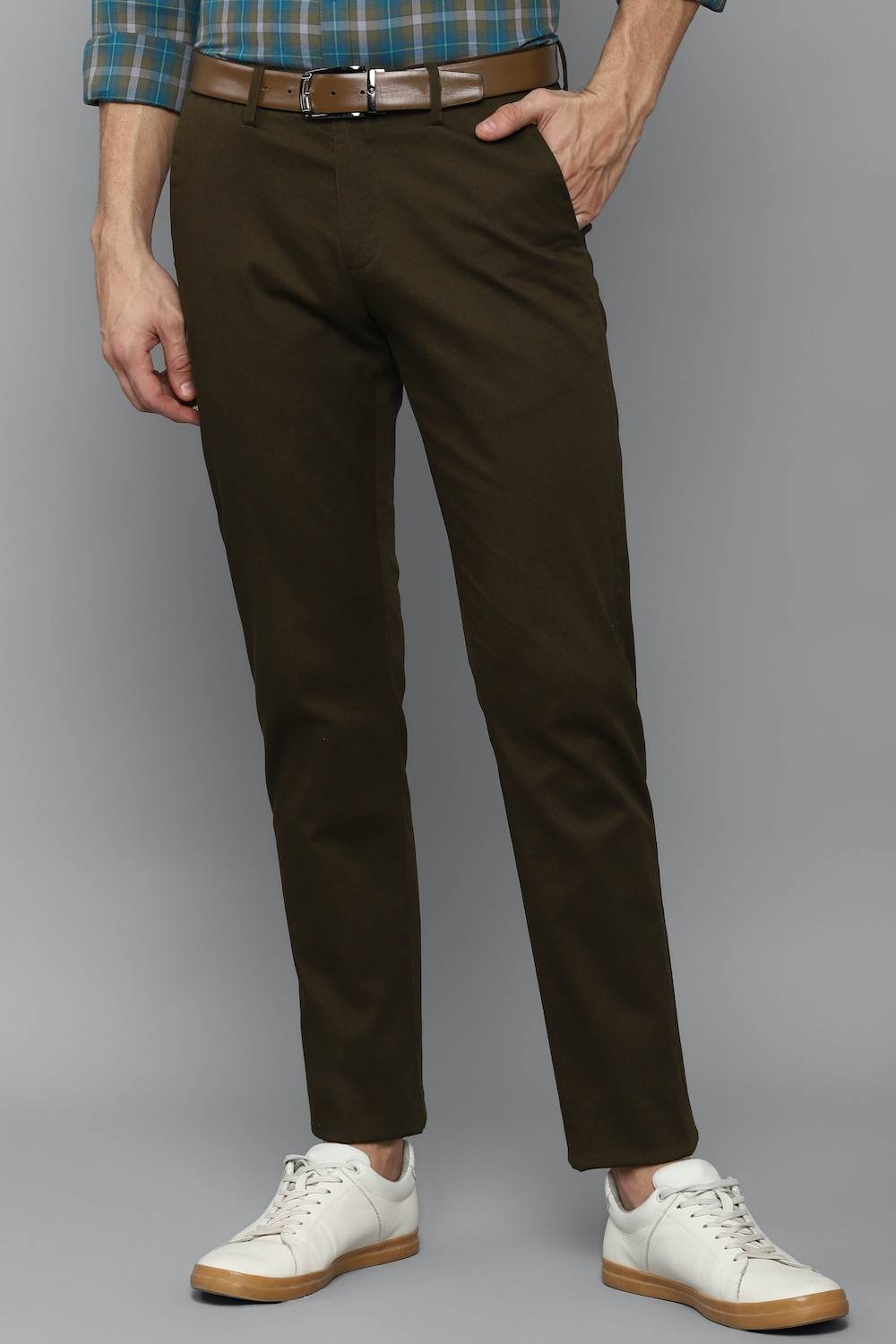 Allen Solly Slim Fit Men Brown Trousers