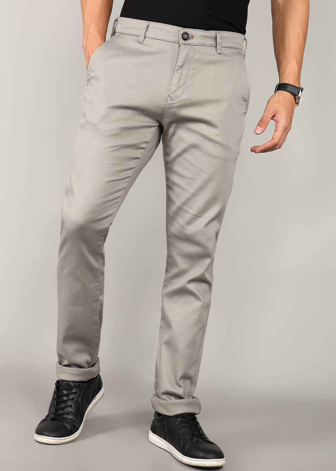 Image of KILLER Slim Fit Men Grey Trousers