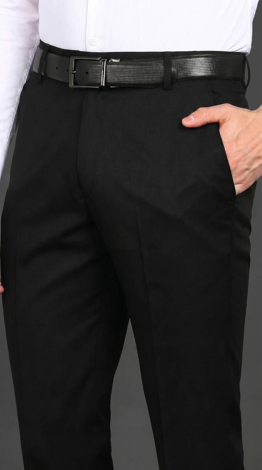 Ornilla Black Regular Fit Men Trousers - Image 2