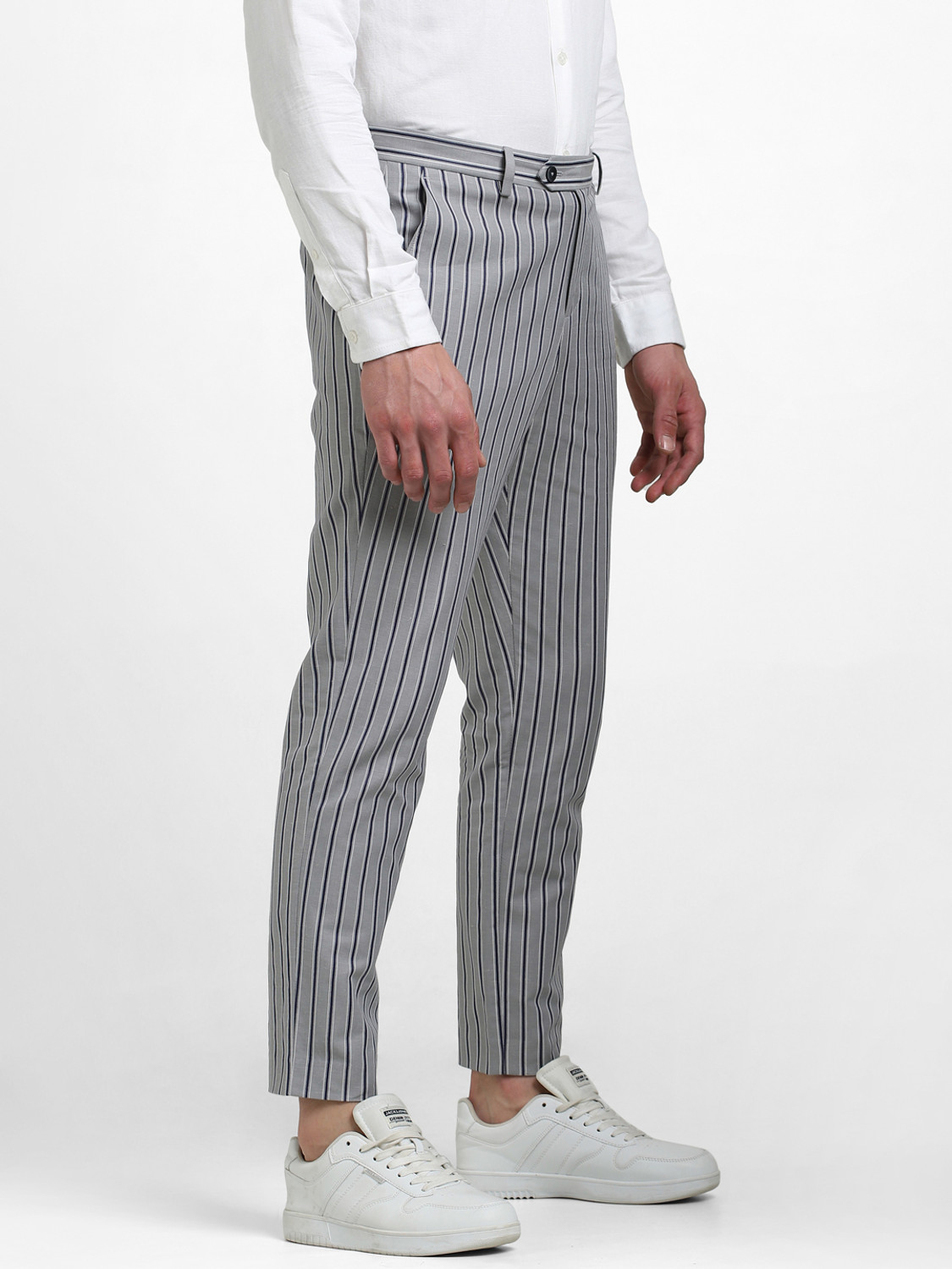 Image of JACK & JONES Regular Fit Men Grey Trousers