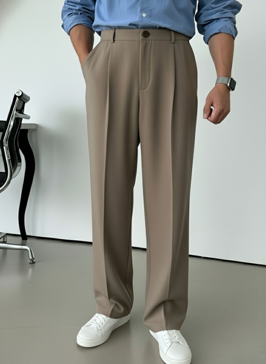 Image of INDICLUB Relaxed Men Brown Trousers