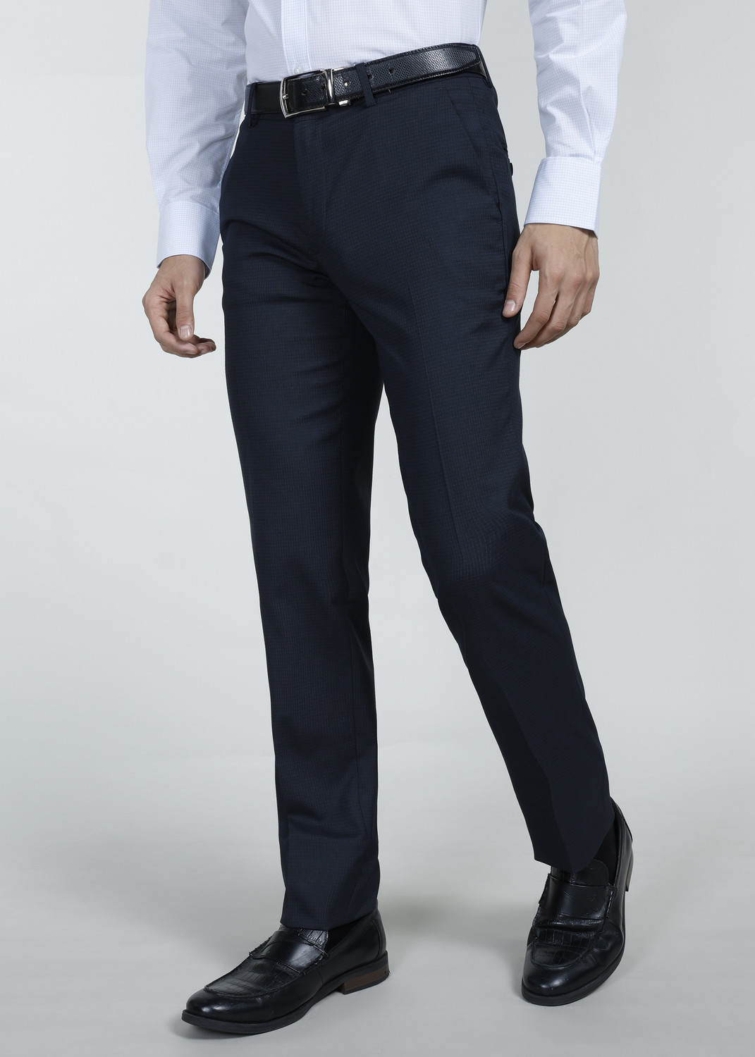 Image of PETER ENGLAND Slim Fit Men Blue Trousers