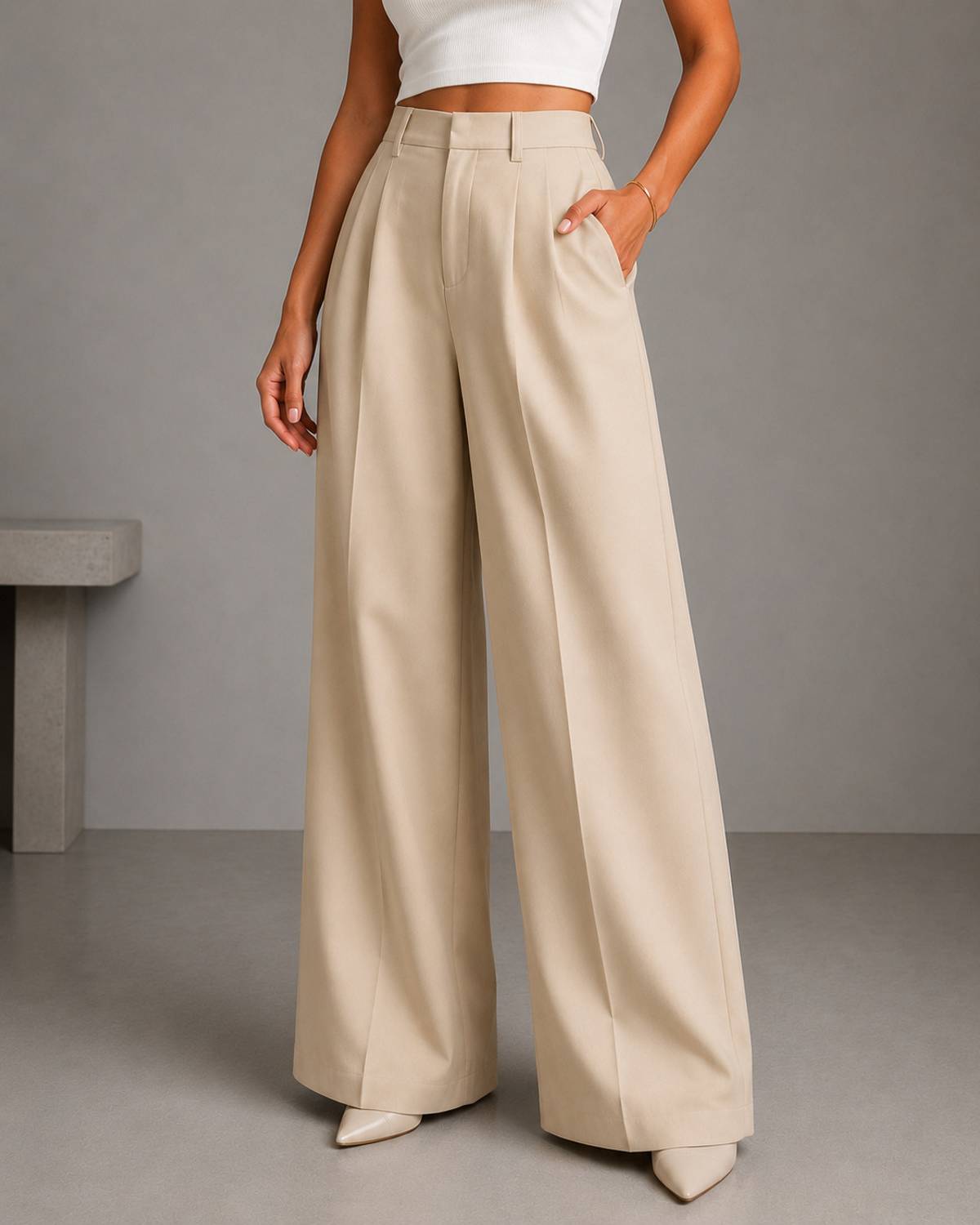 KOTTY Relaxed Women Beige Trousers - Image 1
