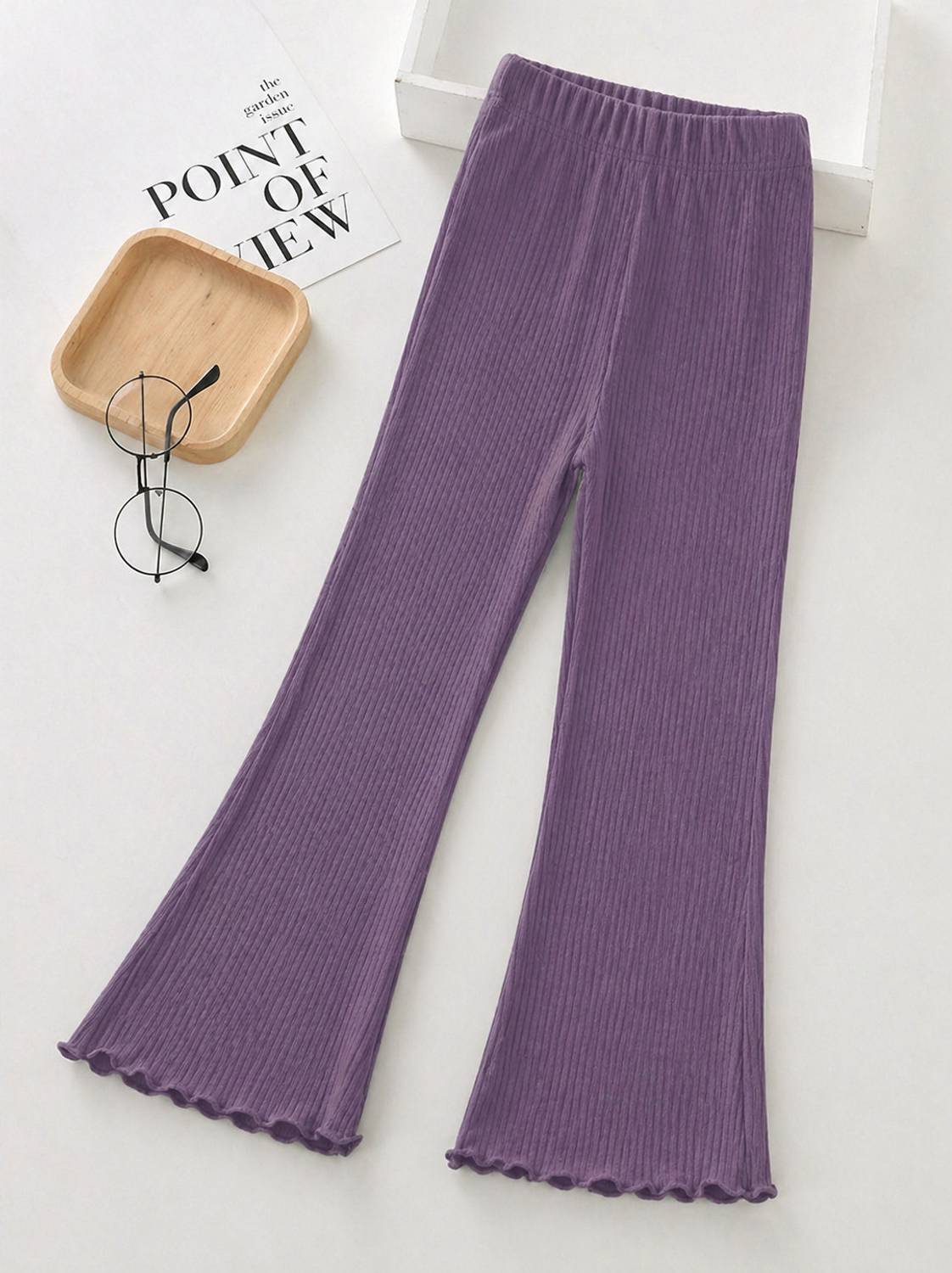 ALANTA Flared Girls Purple Trousers