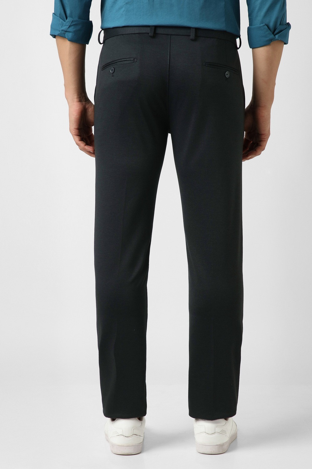Image of PETER ENGLAND Slim Fit Men Black Trousers
