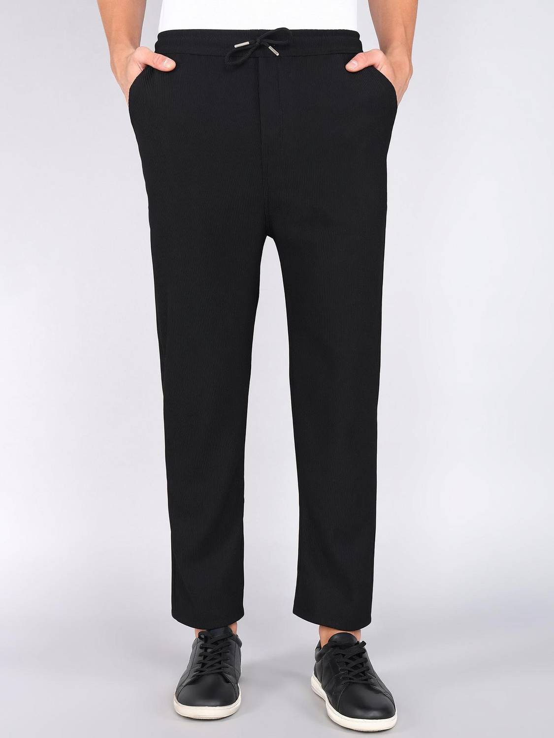 Flicfol Regular Fit Men Black Trousers