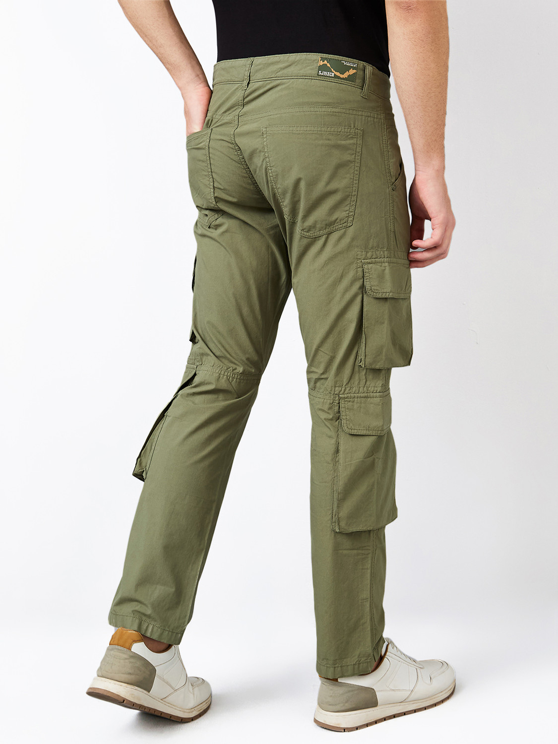 Image of Spykar Straight Fit Men Green Trousers