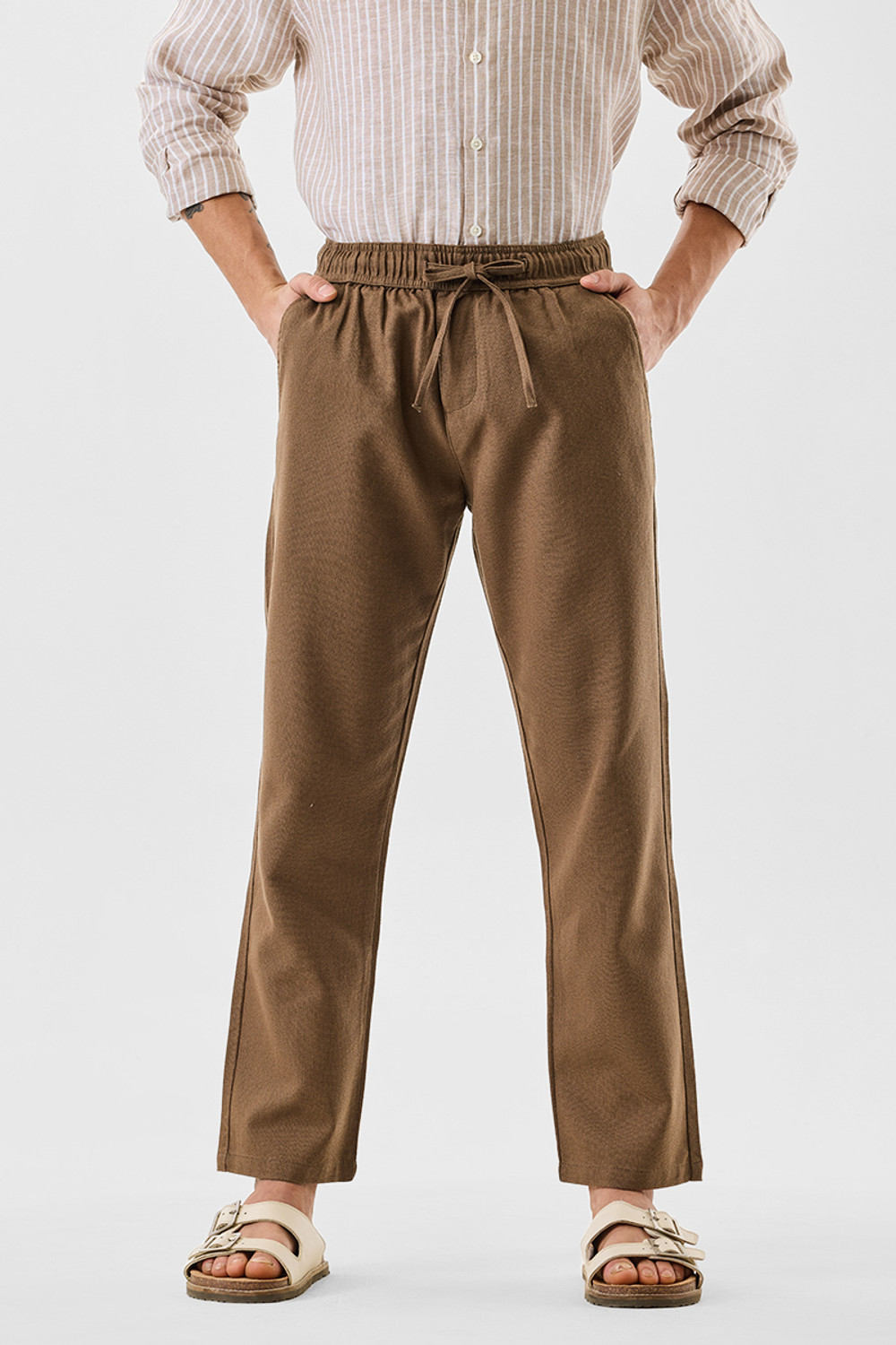 Image of Snitch Regular Fit Men Brown Trousers