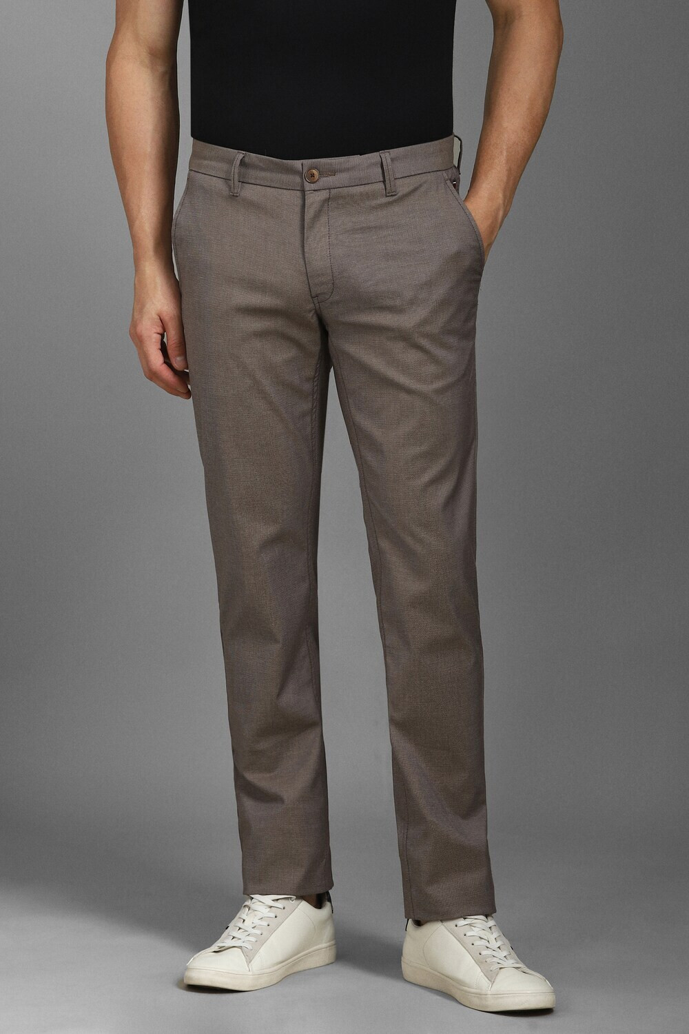 Image of LOUIS PHILIPPE Slim Fit Men Brown Trousers