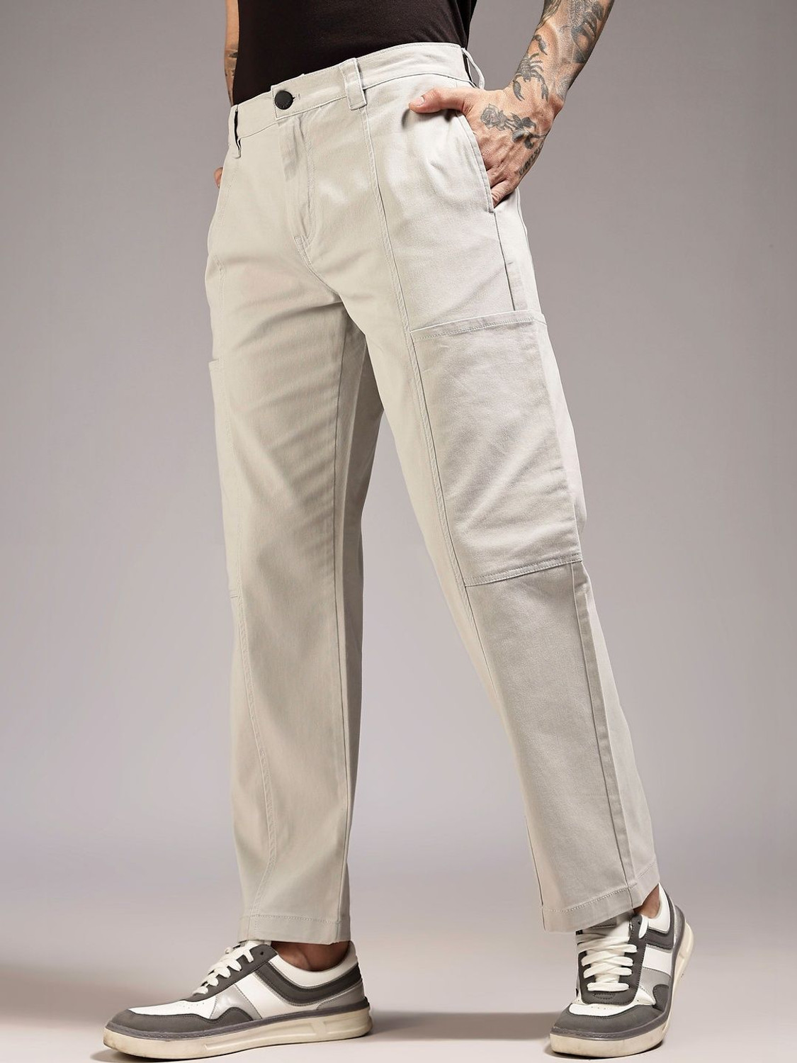 Image of HERE&NOW Relaxed Men Beige Trousers
